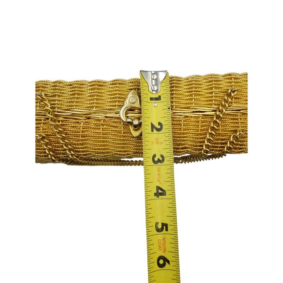 Vintage Gold Metallic Metal Woven Evening Box Purse With Top Clasp & Chain Strap - Picture 11 of 13